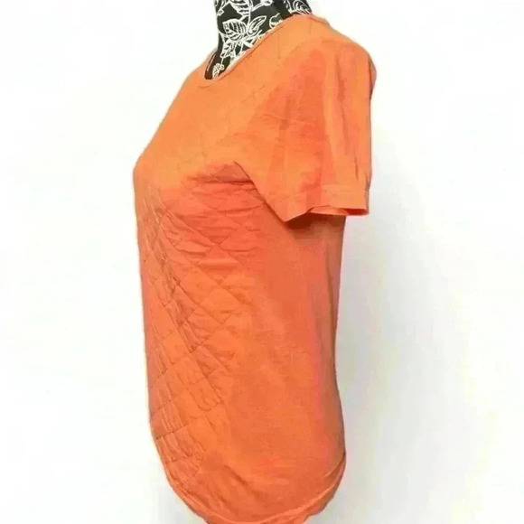 ASOS Women's Orange Quilted Short Sleeve Crew Neck Top Size 2 - Picture 2 of 4